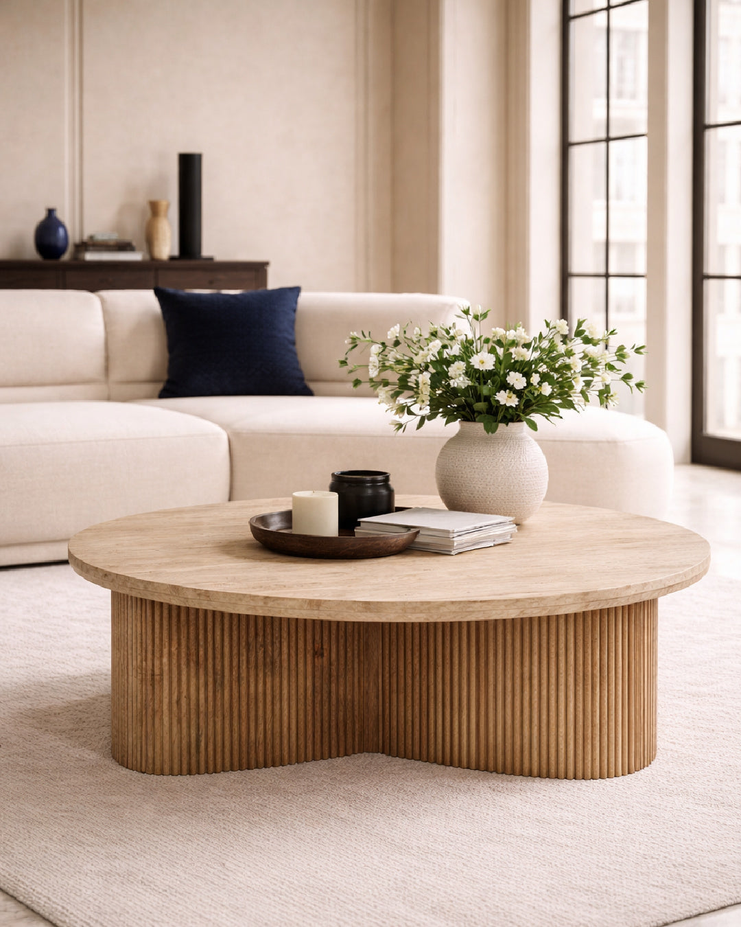 wood round coffee table - www.oroa.com
