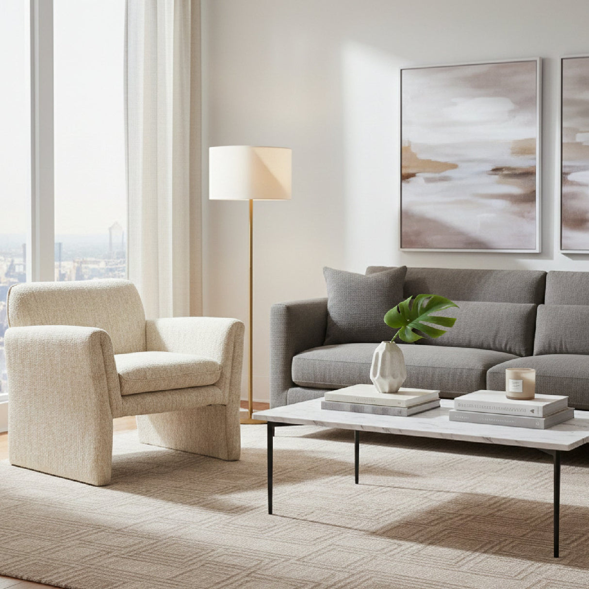   Oatmeal Beige Accent Chair | Oroa.com