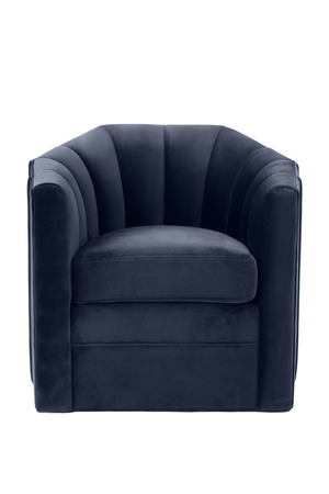 Blue Velvet Panelled Swivel Chair | Eichholtz Delancey | Oroa.com