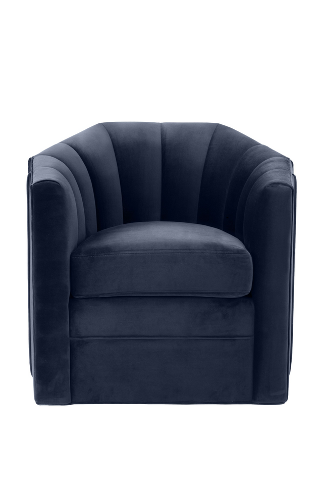 Blue Velvet Panelled Swivel Chair | Eichholtz Delancey | Oroa.com