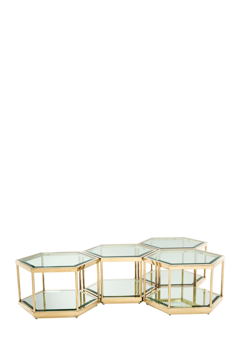 Gold Hexagonal Coffee Table Set | Eichholtz Sax | OROA