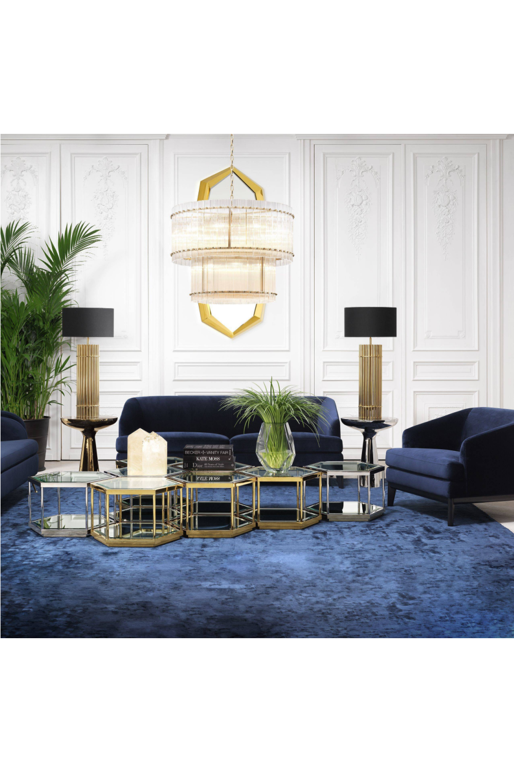 Gold Hexagonal Coffee Table Set | Eichholtz Sax | OROA