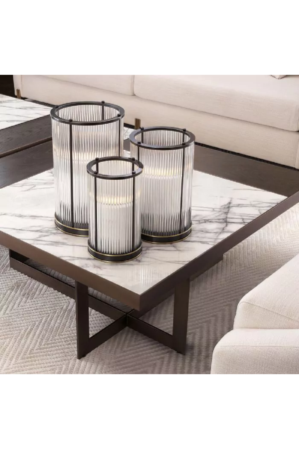 Bronze Rim Glass Hurricane - S | Eichholtz Mayson | OROA.com