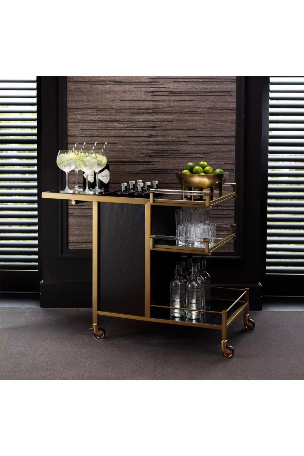 Brass and Black Oak Trolley | Eichholtz Eiffel | #1 Eichholtz Retailer