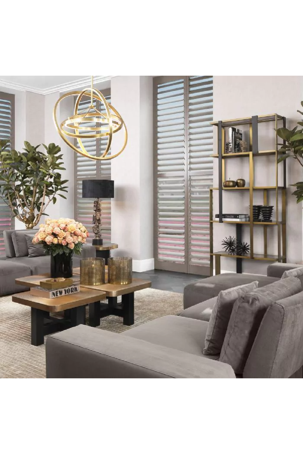 Brass 5 Shelf Display Cabinet | Eichholtz Clio | OROA.com