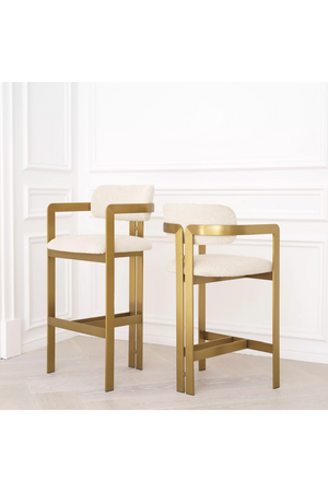 Gold Framed Boucle Bar Stool | Eichholtz Donato | OROA.com