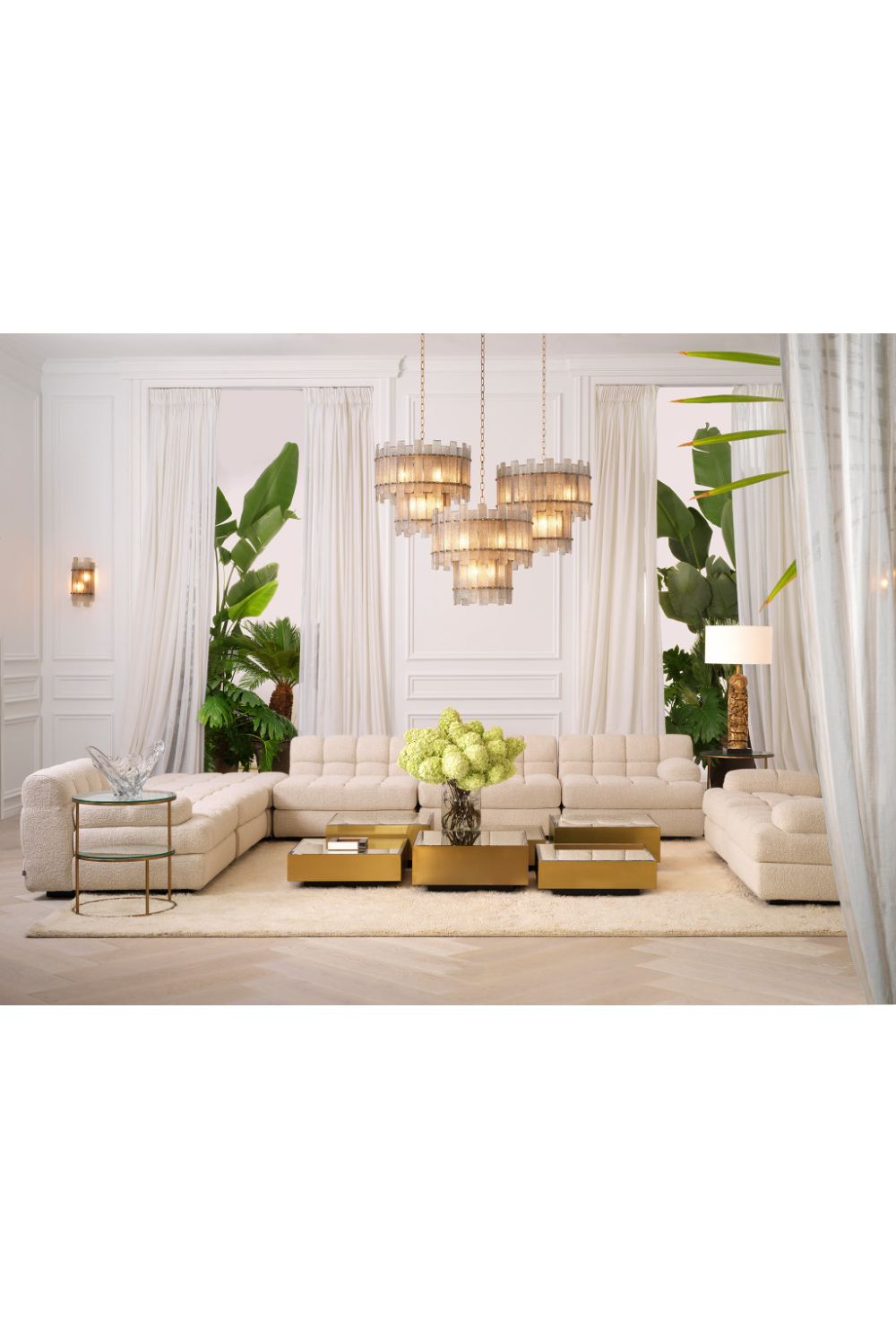 Frosted Hand-Blown Glass Chandelier | Eichholtz Caprera | OROA TRADE