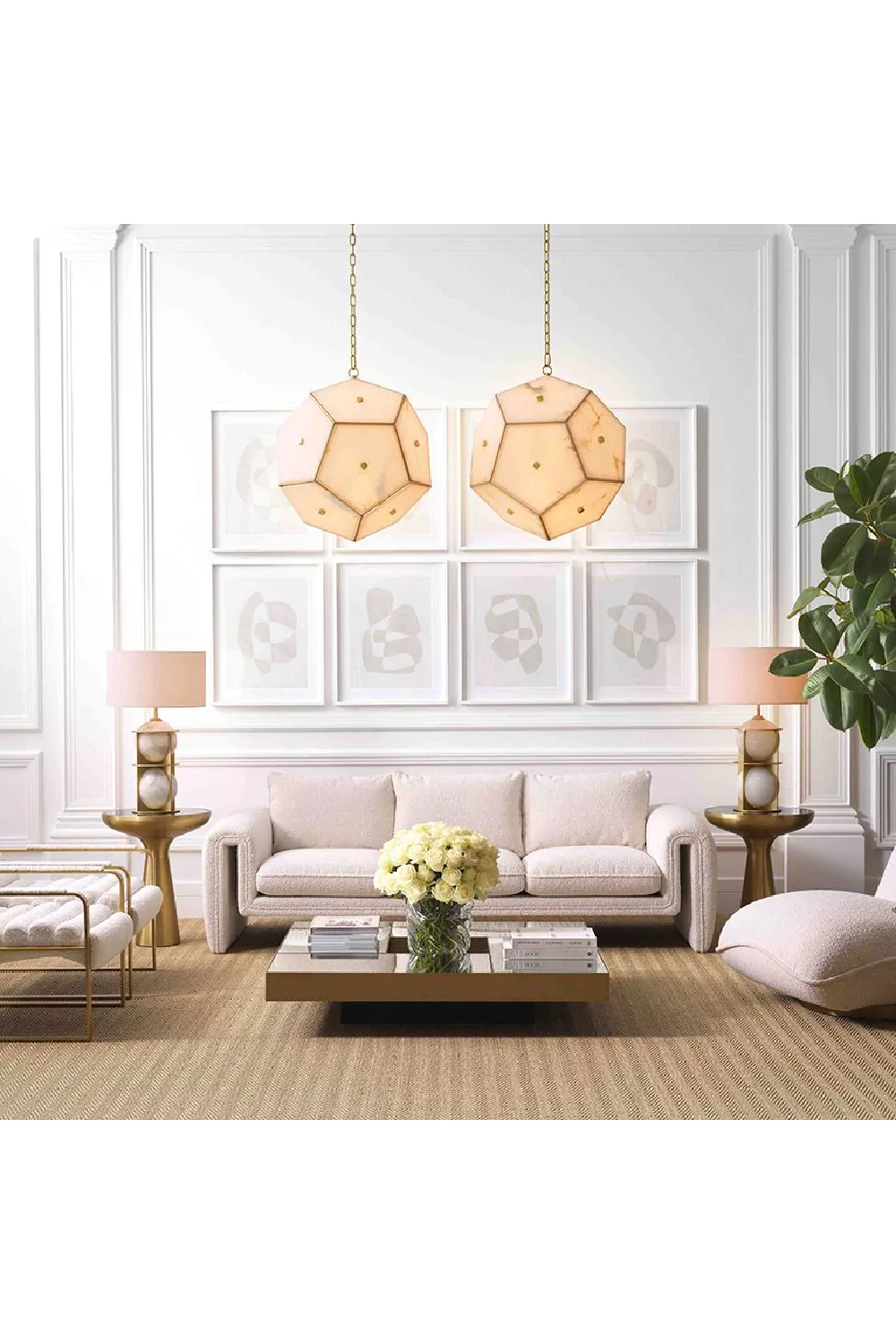 Pentagonal Alabaster Lantern | Eichholtz Gallo | OROA.com