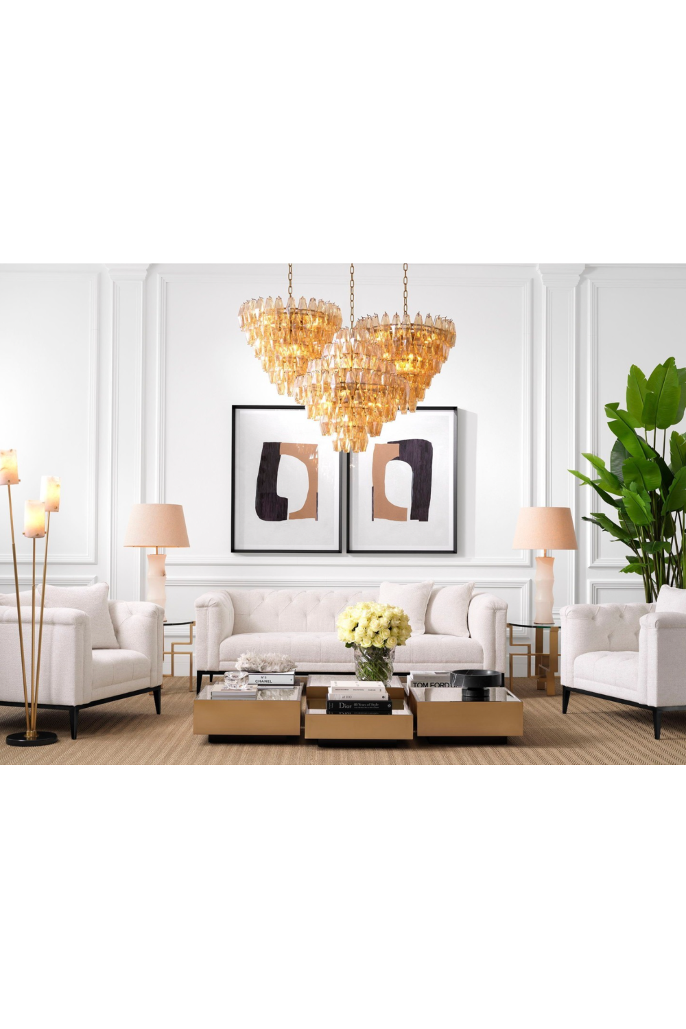 Diamond Amber Glass Chandelier | Eichholtz Benini | OROA.com