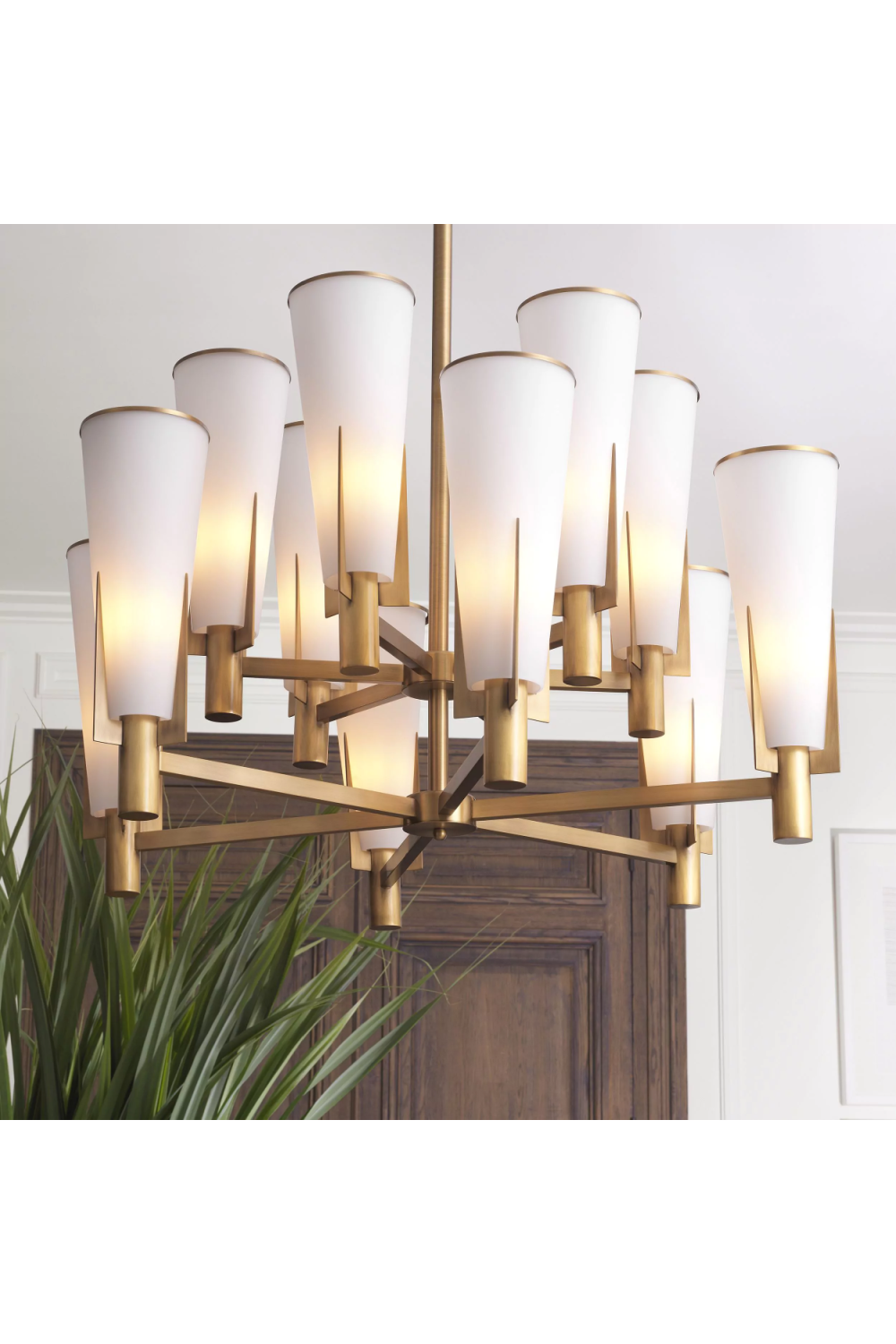 Antique Brass Conical Shade Chandelier | Eichholtz Dino | OROA.com