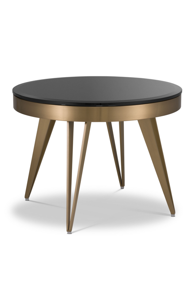 Brass Frame Black Glass Side Table | Eichholtz Rocco | OROA