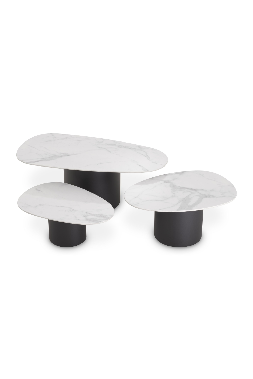 White Ceramic Marble Coffee Table Set (3) | Eichholtz Zane | OROA