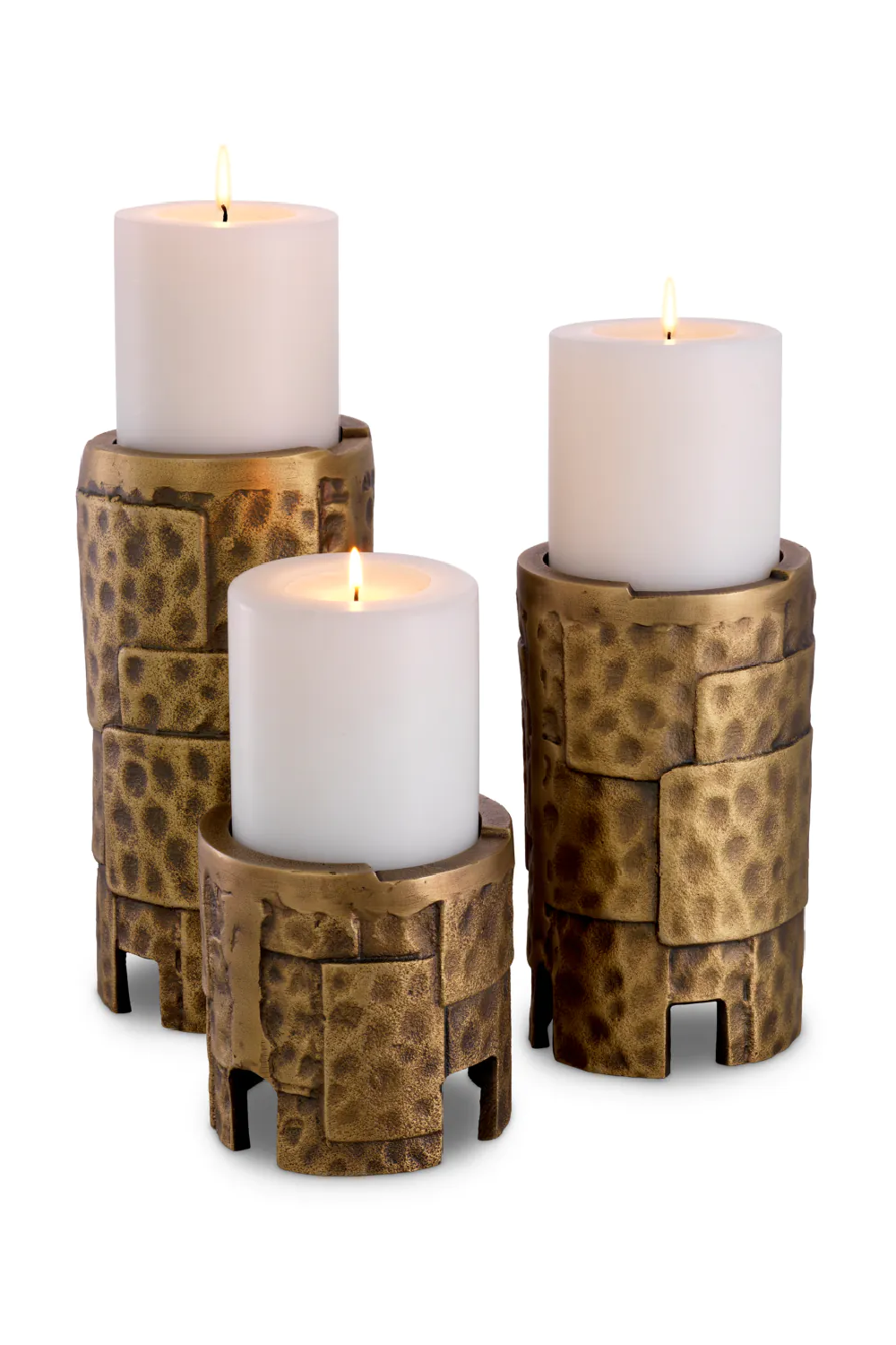 Vintage Brass Candle Holder Set (3) | Eichholtz Laurentios | Oroa.com