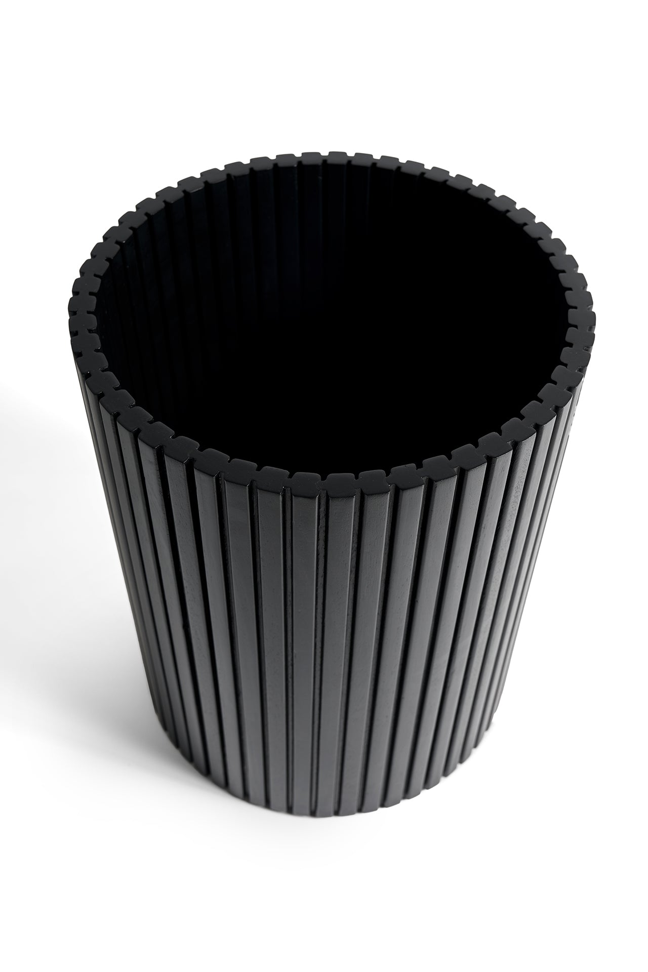 Cylindrical Black Mahogany Paper Basket | Ethnicraft Roller Max | OROA.COM