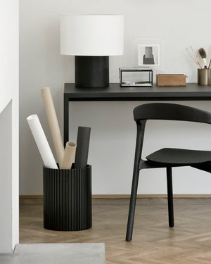 Cylindrical Black Mahogany Paper Basket | Ethnicraft Roller Max | OROA.COM