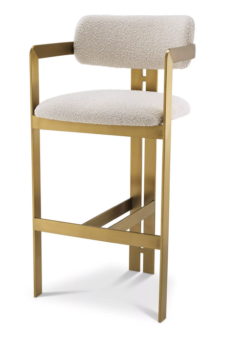 Gold Framed Boucle Bar Stool | Eichholtz Donato | OROA.com