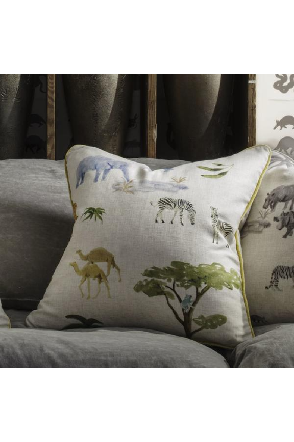 Hand Painted Animals Cushion | Andrew Martin Noah | OROA