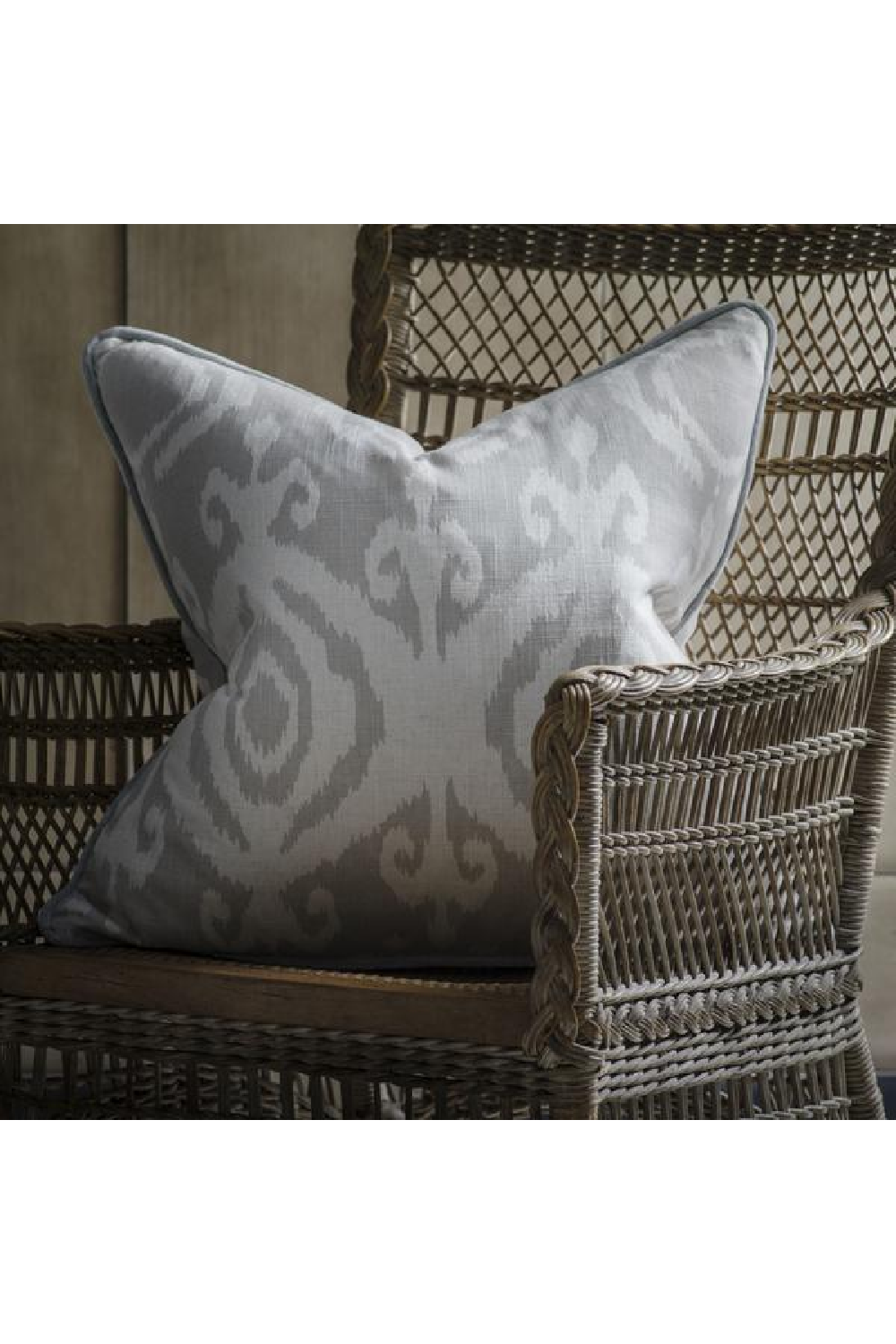 Ikat Cushion with Velvet Piping  M | Andrew Martin Volcano | OROA