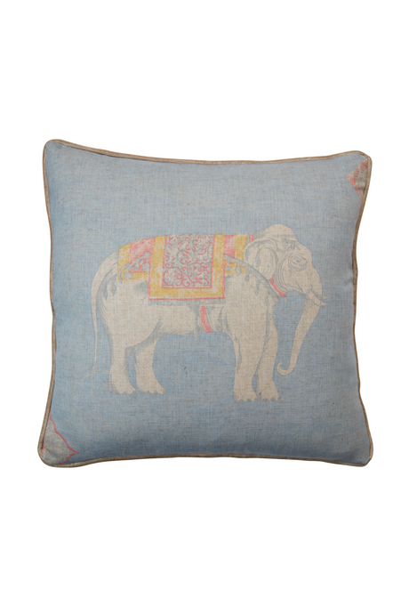Sky Blue Elephant Print Piped Cushion | Andrew Martin Jumbo | OROA