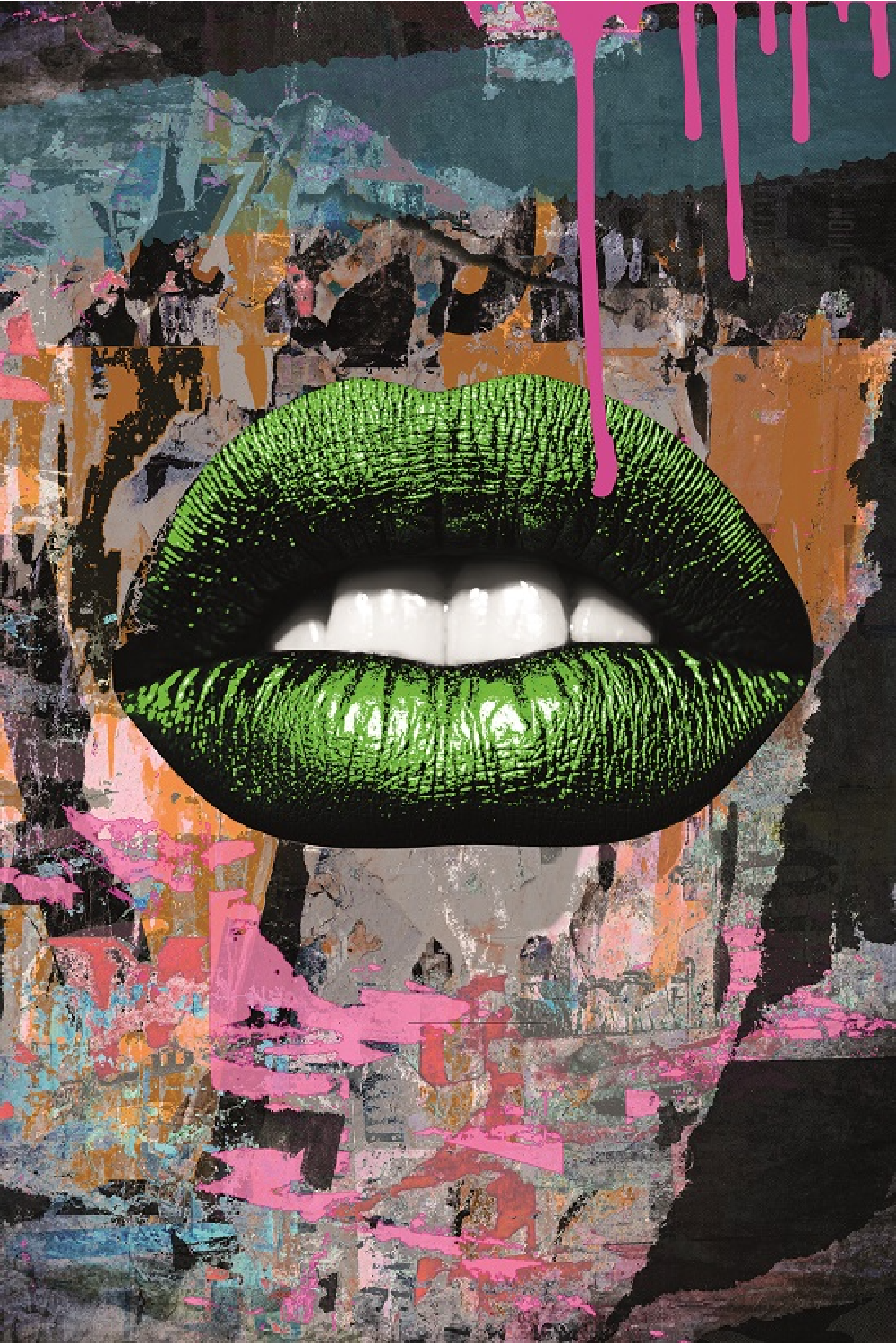 Green Pout Art Print | Andrew Martin Lip | OROA