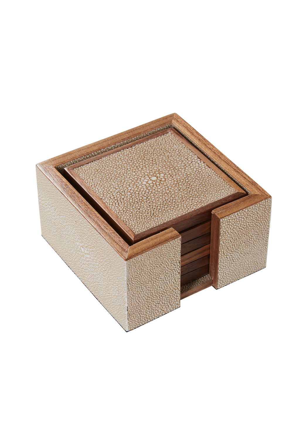 Cream Shagreen Coasters with Box (6) | Andrew Martin Lexi | OROA