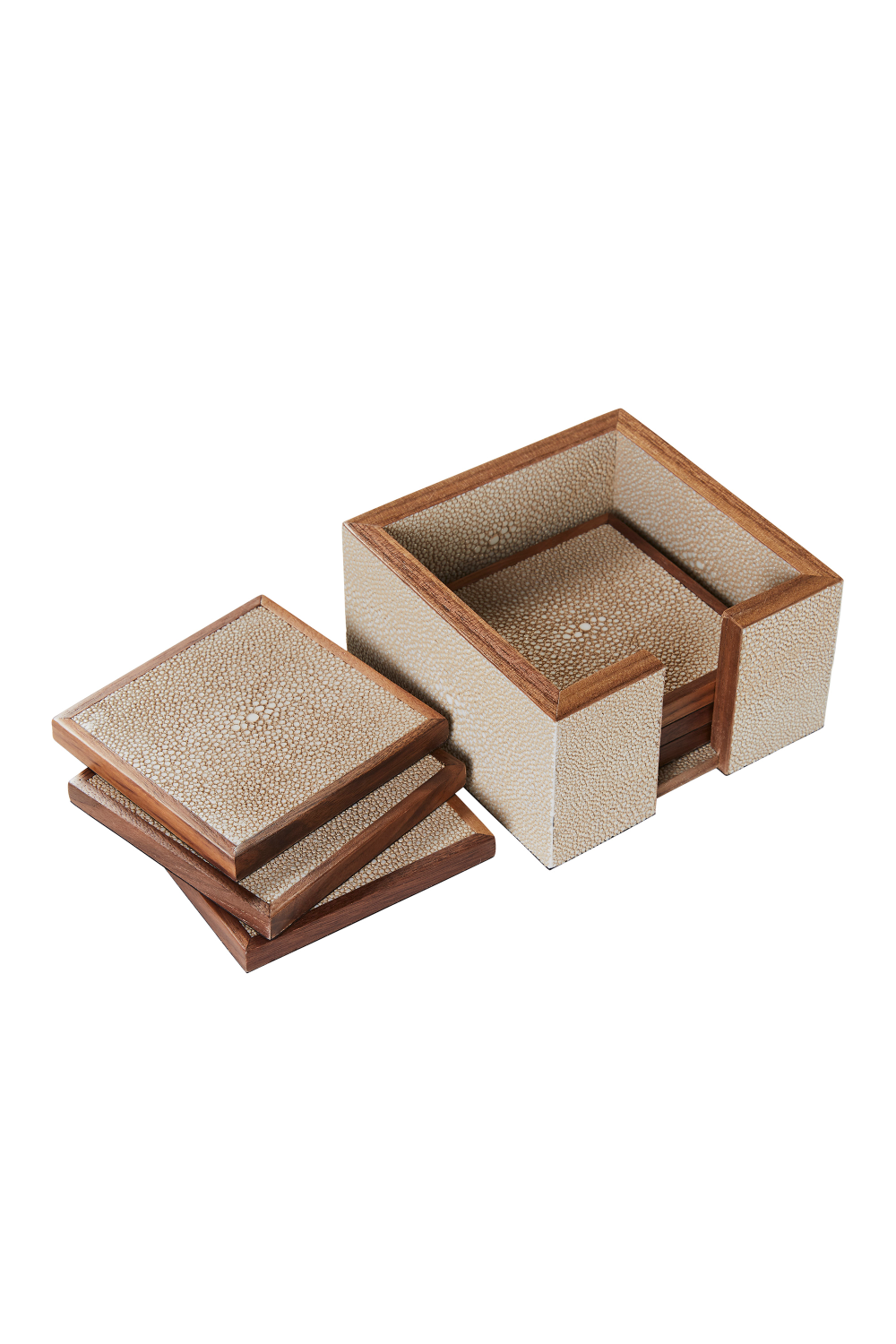 Cream Shagreen Coasters with Box (6) | Andrew Martin Lexi | OROA