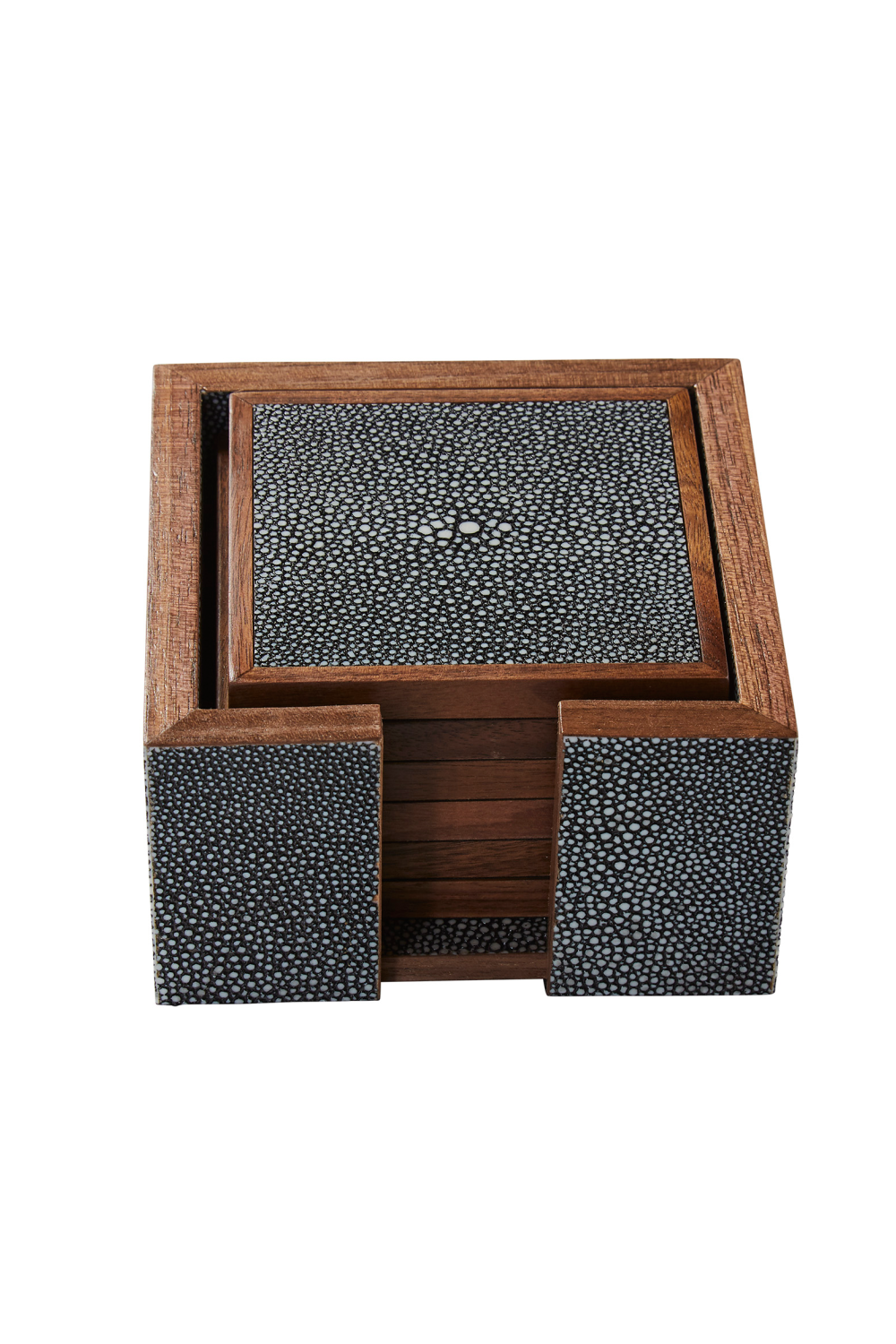 Gray Shagreen Coasters with Box (6) | Andrew Martin Lexi | OROA