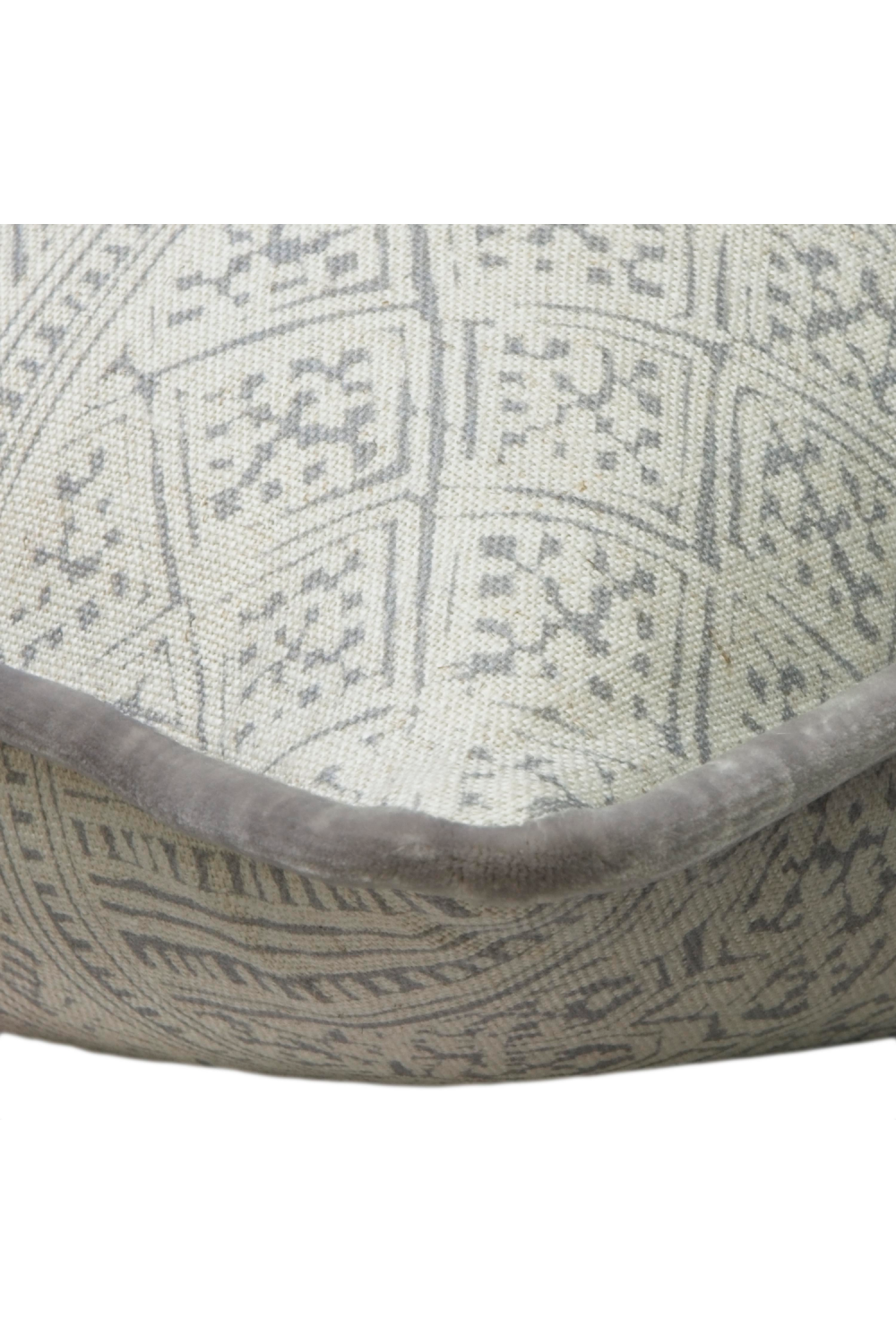 Gray Batik Cushion with Velvet Piping | Andrew Martin Ostuni | OROA