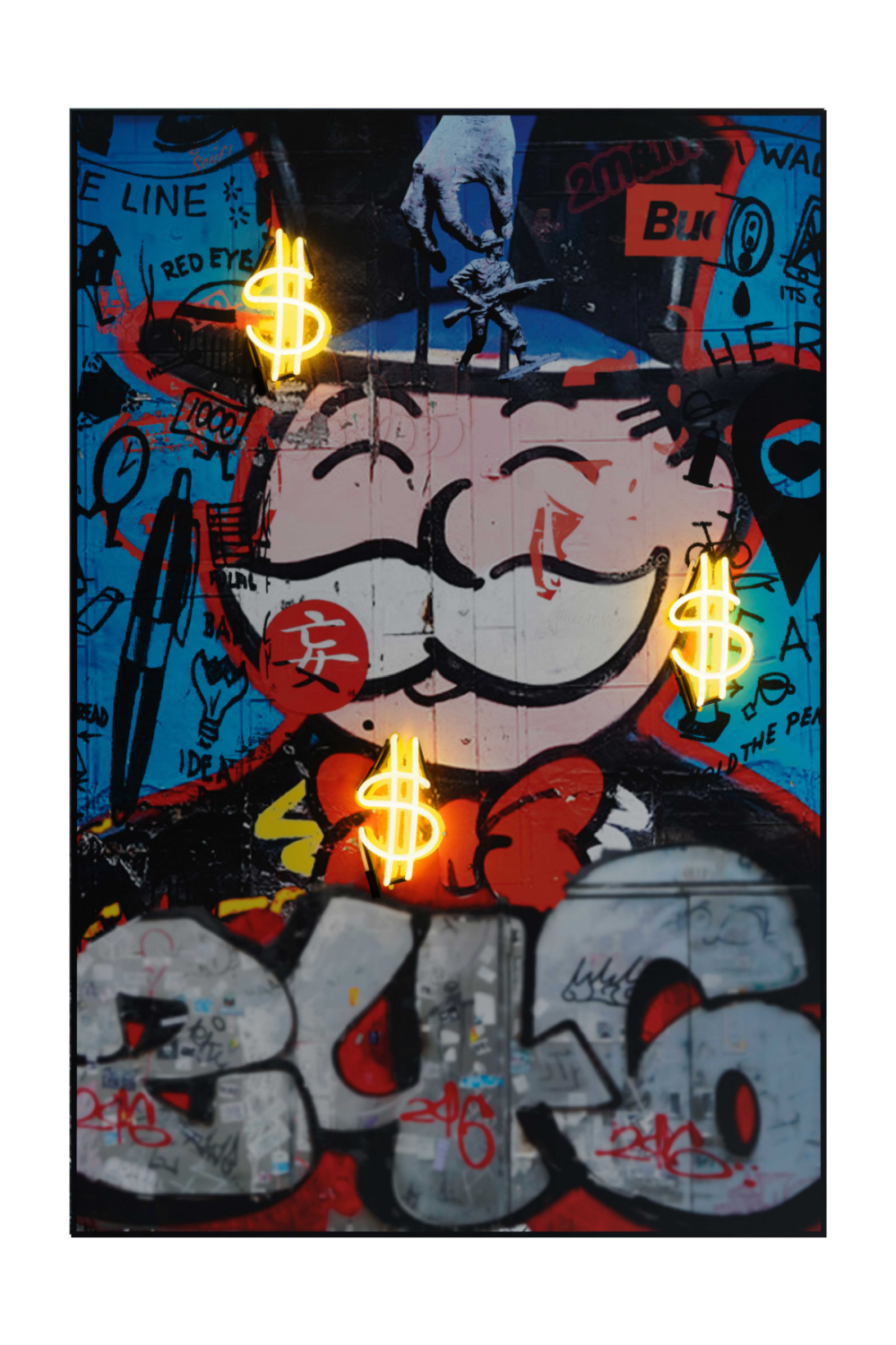 Neon Graffiti Art Print | Andrew Martin Monopoly Man | OROA