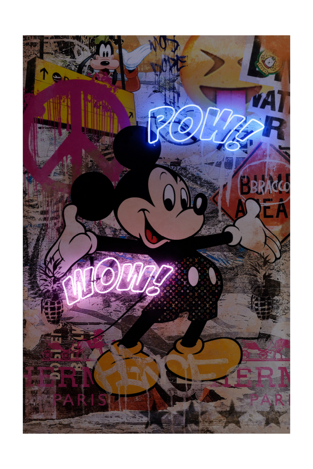 Mickey Mouse Neon Art Print | Andrew Martin Pow Wow | OROA
