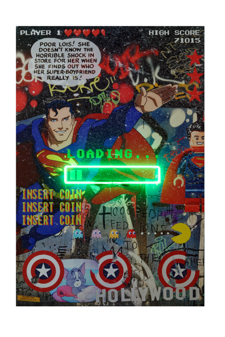 Video Game Inspired Neon Artwork | Andrew Martin Superman Loading
