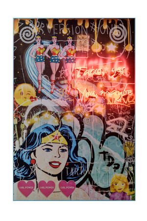 Female Hero Graffiti Neon Artwork | Andrew Martin Wonder Women | OROA