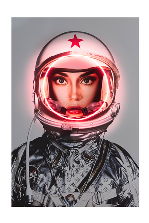 Silver Louis Vuitton Neon Artwork | Andrew Martin Space Girl Logos