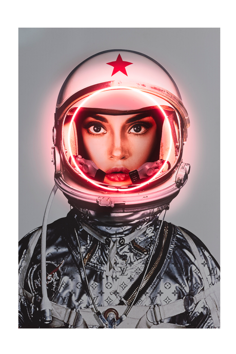 Silver Louis Vuitton Neon Artwork | Andrew Martin Space Girl Logos