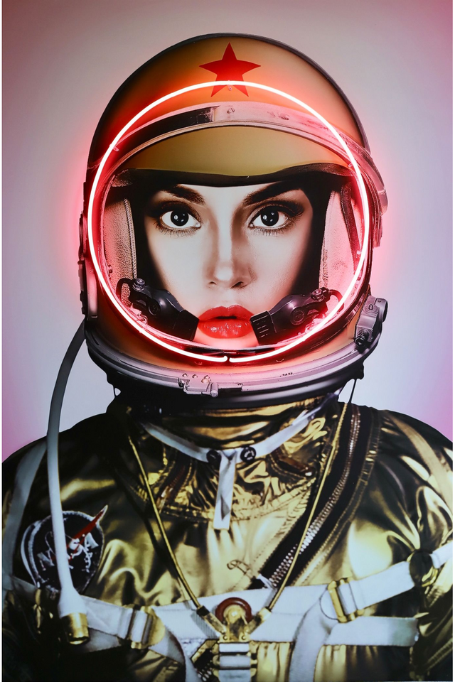 Gold NASA Space Neon Wall Art | Andrew Martin Space Girl | Oroa.com
