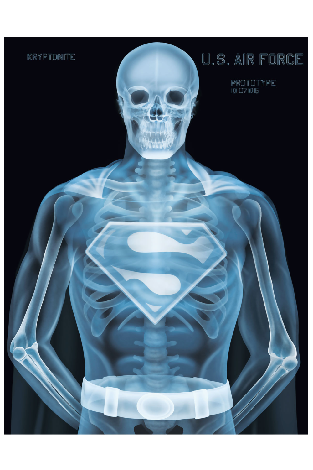 Black Skeletal Superhero Neon Artwork | Andrew Martin Superman | OROA
