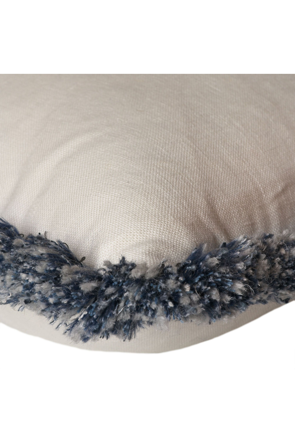 White Linen Cushion with Gray Fringe | Andrew Martin Beagle | OROA 