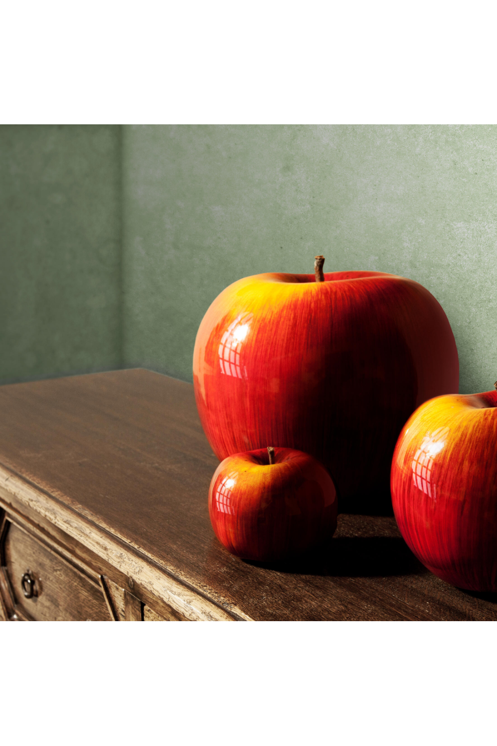 Apple Ceramic Sculpture | Andrew Martin Red & Yellow Glazed | Oroa.com