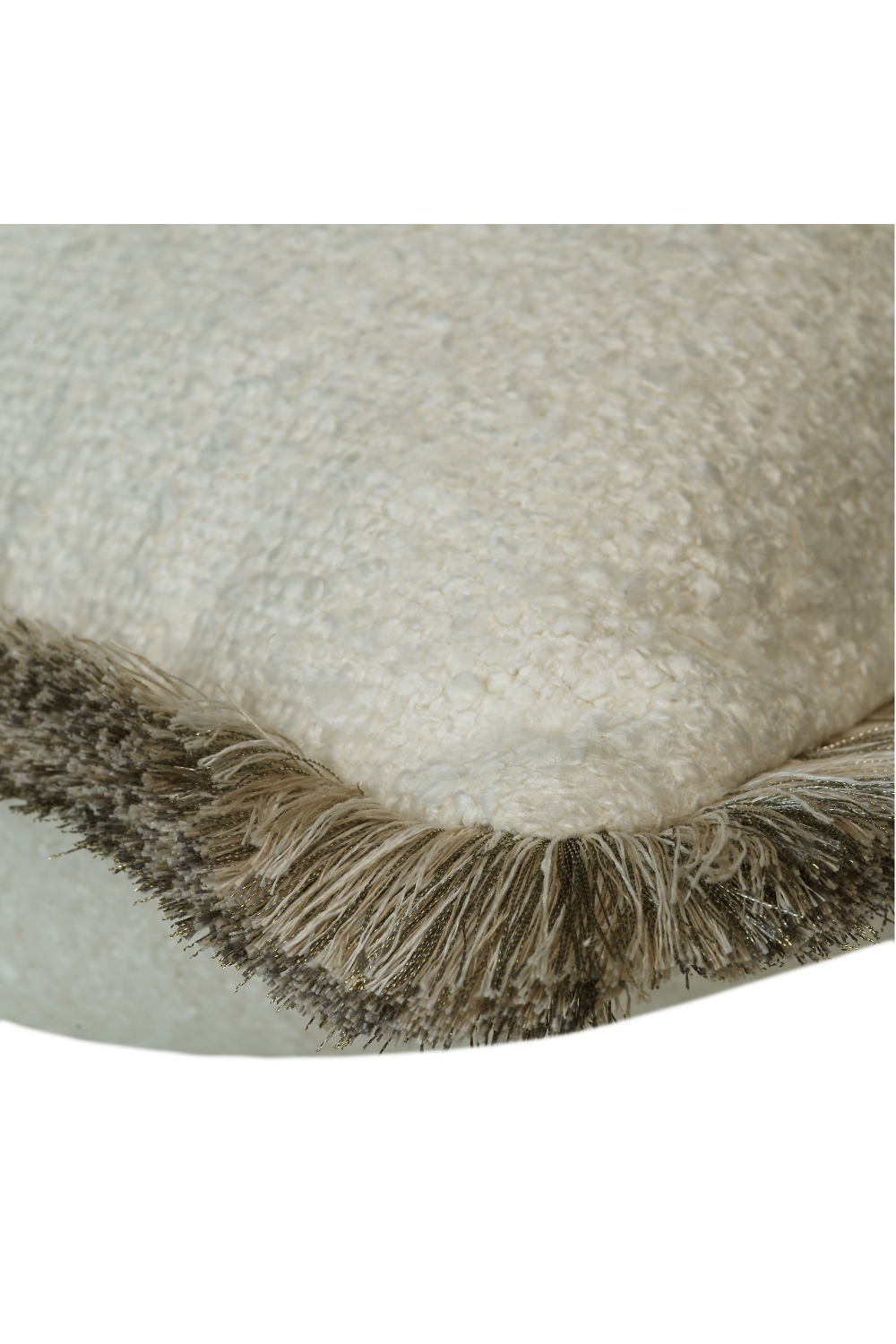 Ivory Bouclé Fringed Square Cushion | Andrew Martin Huntsman | OROA