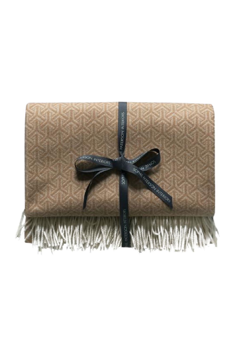 Tan Wool and Cashmere Geometric Throw | Andrew Martin Monte | OROA