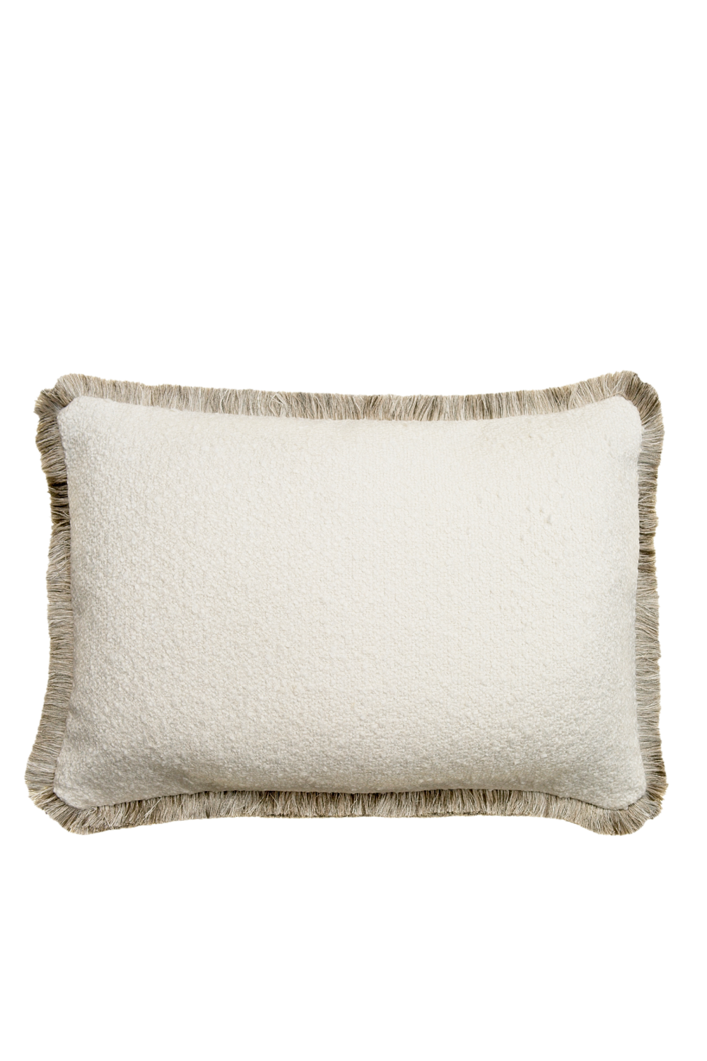 Ivory Bouclé Fringed Square Cushion | Andrew Martin Huntsman | Oroa