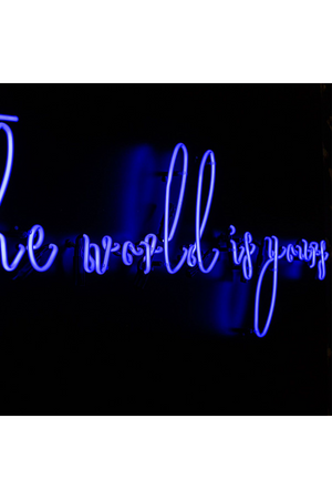 Framed Blue Neon Artwork | Andrew Martin World Is Yours | Oroa.com