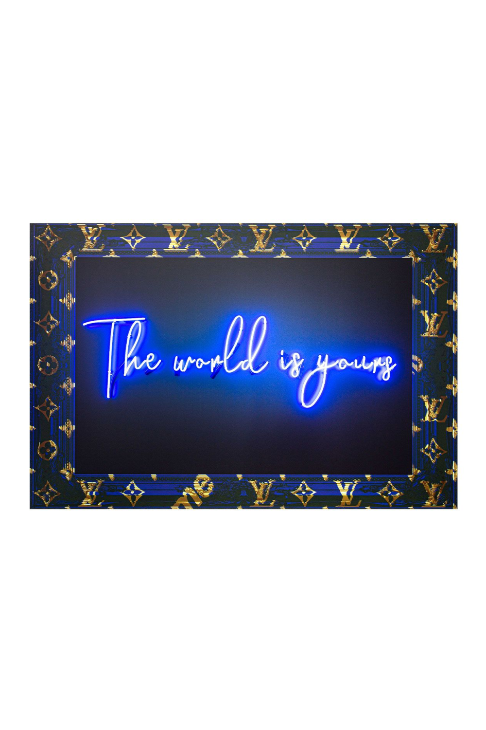 Framed Blue Neon Artwork | Andrew Martin World Is Yours | Oroa.com
