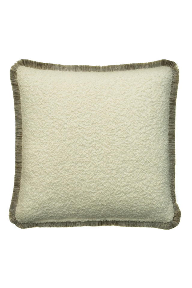 Bouclé Cushion With Fringes | Andrew Martin Fleece |  Oroa.com