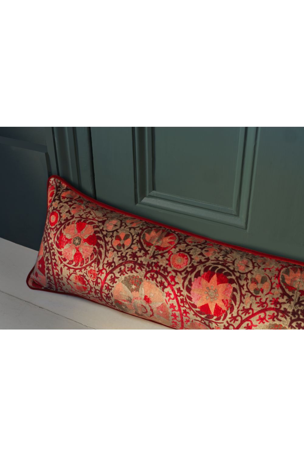 Red Velvet Draught Excluder | Andrew Martin Iznik | Oroa.com