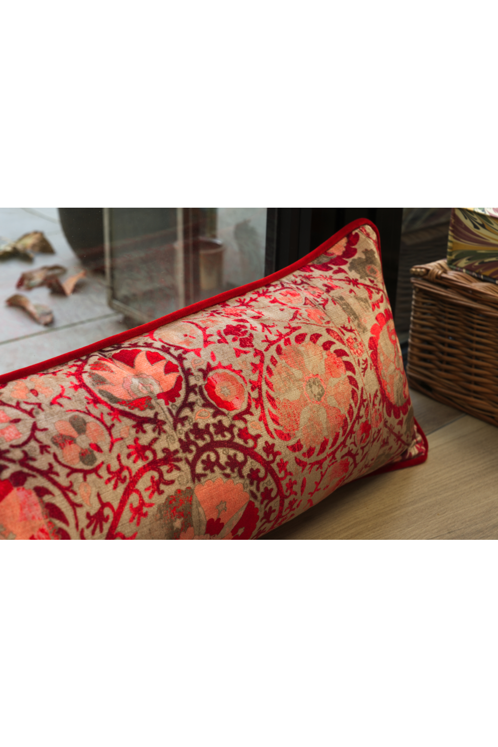 Red Velvet Draught Excluder | Andrew Martin Iznik | Oroa.com