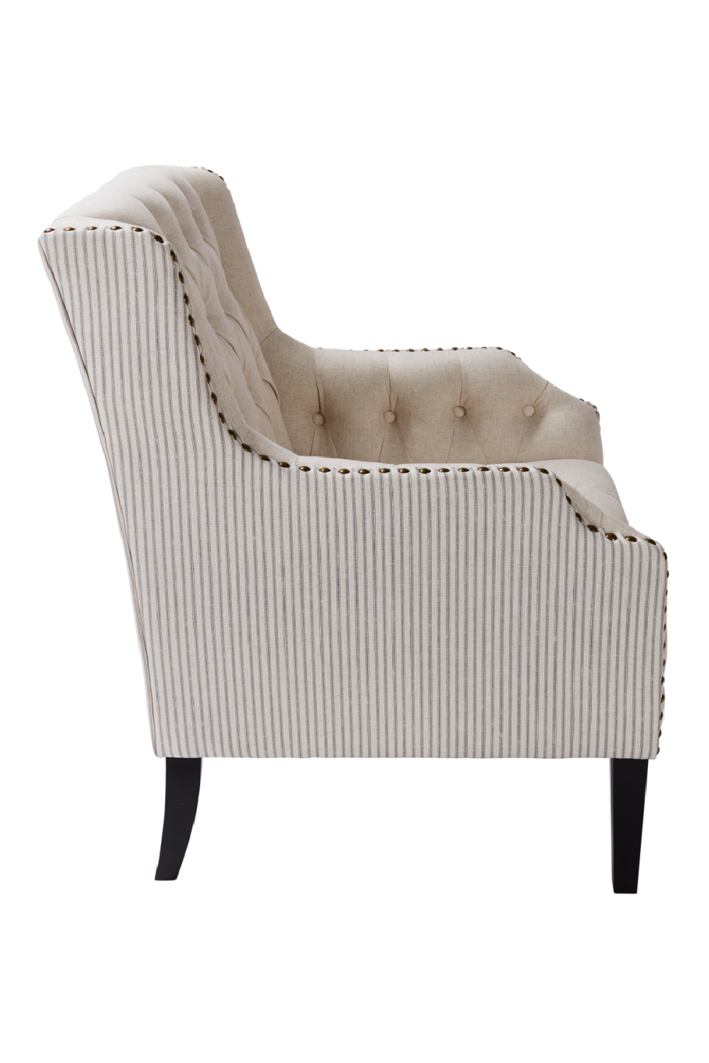 Cream Upholstered Chair with Brass Studs | Andrew Martin Bassett