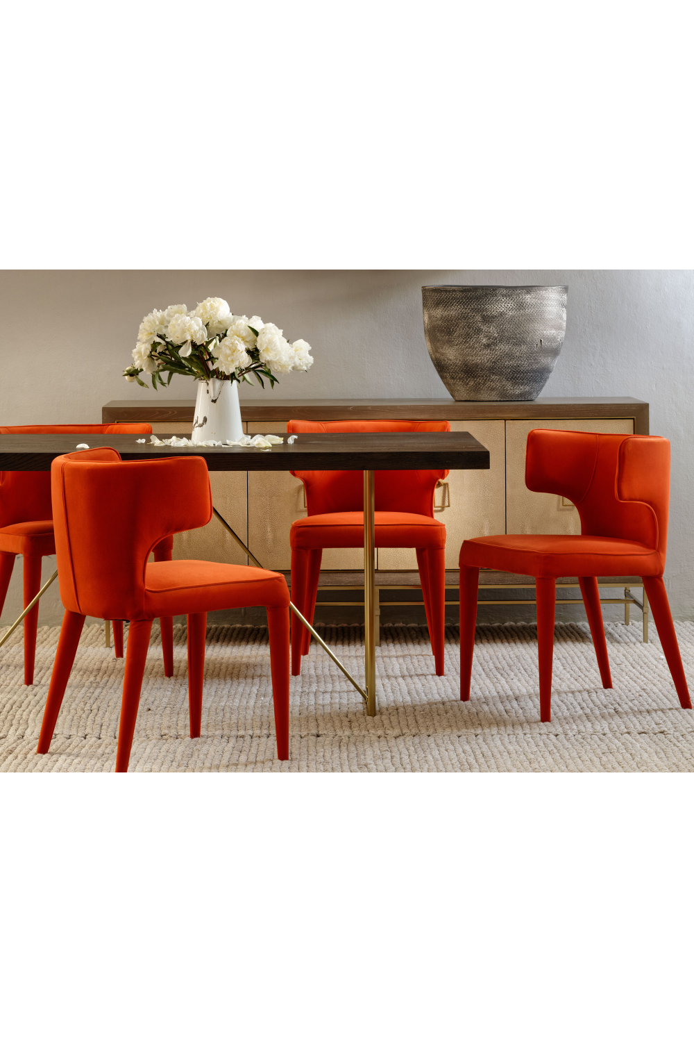 Orange Velvet Mid-Century Dining Chair | Andrew Martin Juno | OROA