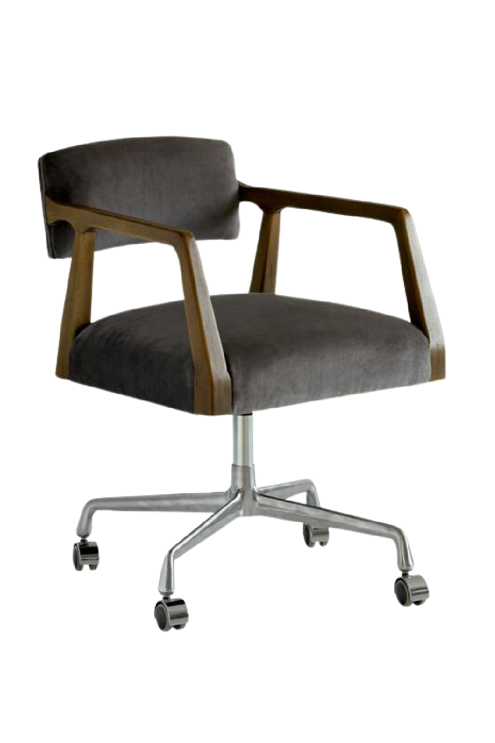 Gray Velvet Swivel Office Chair | Andrew Martin Theo | Oroa.com