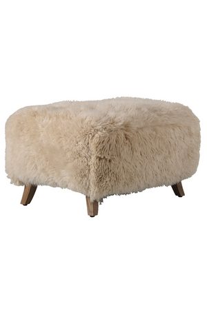 Long-Haired Sheepskin Footstool | Andrew Martin Cabana | Oroa.com